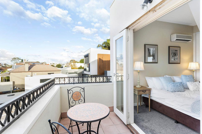 showing the balcony outside the main bedroom